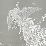 Обои ручная роспись в стиле Арт-деко Whistler Peacocks Special Colourway on Pale Grey dyed silk варинант исполнения - 1 | Loft Concept в Липецке