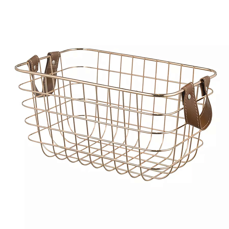 Корзина для хранения железная с ручками Iron Basket золотая Золотой Корзина для хранения железная с ручками Iron Basket золотая Золотой в Липецке | Loft Concept