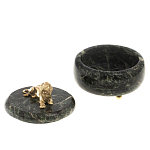 Шкатулка из натурального камня змеевик с фигуркой льва Stone Casket варинант исполнения - 3 | Loft Concept в Липецке