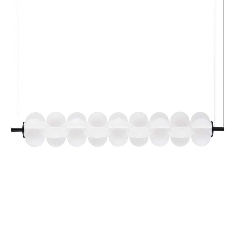 Светодиодный подвесной светильник линейный с белым воздушным плафоном Glowing Cloud Белый Черный в Липецке | Loft Concept 