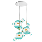 Люстра подвесная с прозрачными бирюзовыми стеклянными шарами и круглым основанием 3 лампы Giopato & Coombes варинант исполнения - 3 | Loft Concept в Липецке