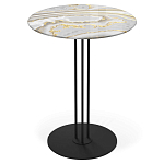 Стол журнальный с круглой столешницей из стекла Gray and Gold Marble варинант исполнения - 1 | Loft Concept в Липецке