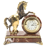 Часы настольные бронзовые с декором в виде коня Horse Stone Clock варинант исполнения - 1 | Loft Concept в Липецке