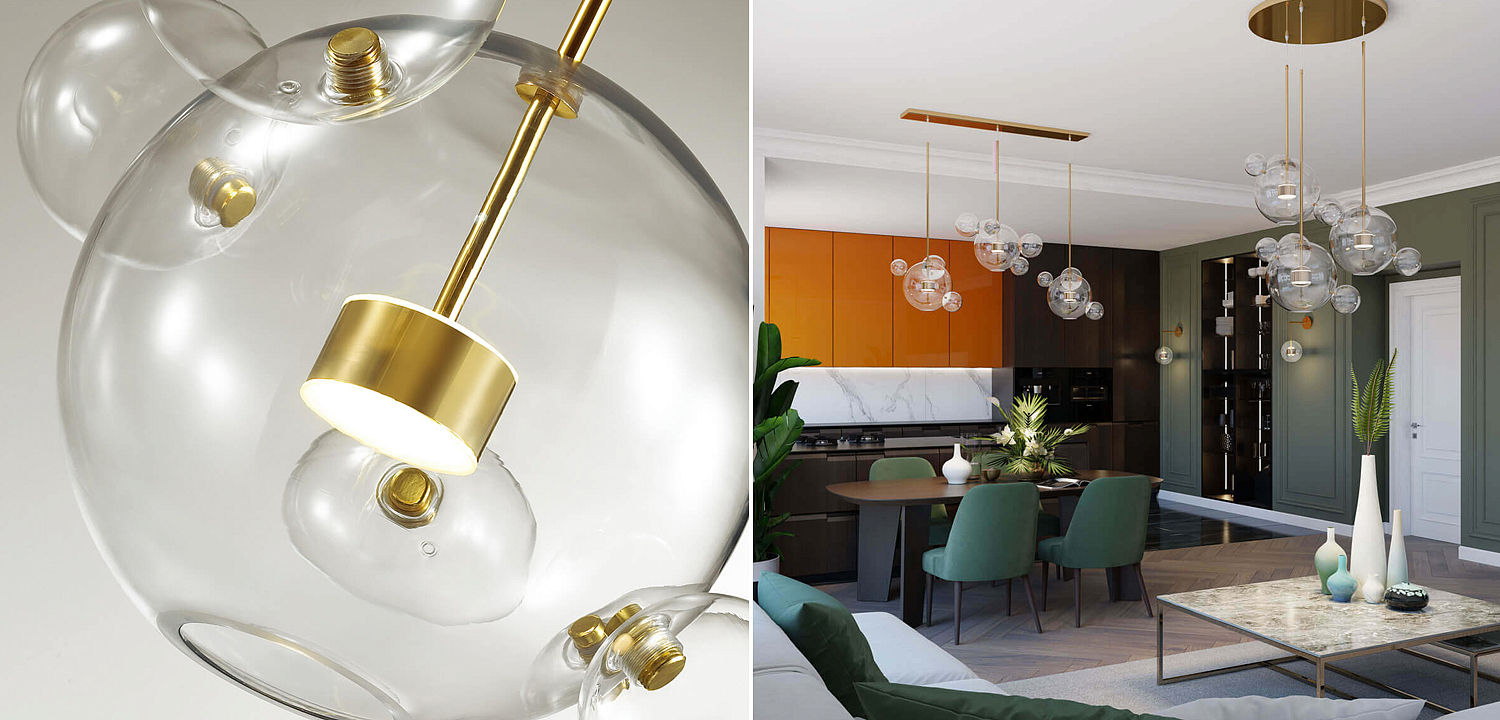 Люстра Transparent Bubble Chandelier Gold Line Люстра Transparent Bubble Chandelier Gold Line - Loft-Concept в Липецке