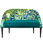 Диван двухместный из натурального бука зеленый с цветочным принтом Impressionism in Art варинант исполнения - 1 | Loft Concept в Липецке