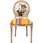 Стул бежевый в разноцветную полоску из натурального бука с изображением птиц и цветов Blooming Birds Colorful Stripes Chair варинант исполнения - 1 | Loft Concept в Липецке