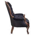 Кресло с мягкой обивкой из черного велюра на 4-х деревянных ножках Evelyn Classical Armchair варинант исполнения - 2 | Loft Concept в Липецке