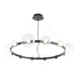 Люстра подвесная круглая с 12-ю прозрачными куполообразными плафонами и черным металлическим основанием Flos Wireline Lighting варинант исполнения - 3 | Loft Concept в Липецке
