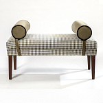 Банкетка Banquette PIED DE POULE с принтом гусиная лапка и бежевыми подлокотниками  варинант исполнения - 3 | Loft Concept в Липецке