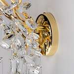 Бра золотого цвета с декоративными ветвями и прозрачными подвесками в форме листьев Droplet Chandelier варинант исполнения - 5 | Loft Concept в Липецке