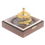 Икорница с декором "Осетр" с гравировкой на подставке из натурального камня Агат Decorative Cavair Dishes варинант исполнения - 4 | Loft Concept в Липецке