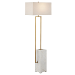 Торшер с прямоугольным абажуром на белом мраморном основании Asymmetry on Marble варинант исполнения - 4 | Loft Concept в Липецке