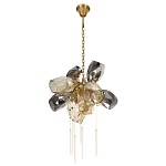 Люстра подвесная со стеклянными плафонами из дымчатого и золотистого с шестью вертикальными подвесками Gilded Mirage  варинант исполнения - 5 | Loft Concept в Липецке