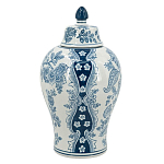 Ваза с крышкой и голубым цветочным рисунком на белом фоне Blue & White Ornament варинант исполнения - 2 | Loft Concept в Липецке