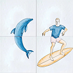 Плитка с узором Дельфин Серфингист варинант исполнения - 2 | Loft Concept в Липецке