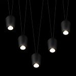 Подвесной светильник черными плафонами на длинных пересекающихся тросах Construction варинант исполнения - 4 | Loft Concept в Липецке