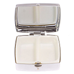 Таблетница карманная квадратная с 2-мя отделениями с зеркалом и накладкой из натуральных камней Малахит Хризоколла Silver Stone Pillboxes варинант исполнения - 3 | Loft Concept в Липецке