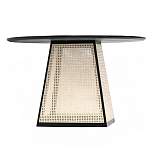 Обеденный стол с круглой чёрной столешницей и плетёным основанием Savanna Round Table варинант исполнения - 1 | Loft Concept в Липецке
