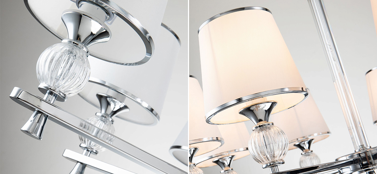 Люстра цвета хром с тканевыми плафонами LUMINAIRE Люстра цвета хром с тканевыми плафонами LUMINAIRE - Loft-Concept в Липецке