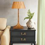 Настольная лампа со скошенным конусовидным абажуром и фигурной ножкой в цвете тик Accord Lighting варинант исполнения - 6 | Loft Concept в Липецке