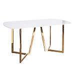 Стол обеденный белый с золотыми глянцевыми ножками Laconic White Table варинант исполнения - 1 | Loft Concept в Липецке