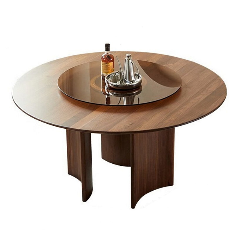 Стол обеденный круглый с двойной столешницей Walnut Wood Table Орех Стол обеденный круглый с двойной столешницей Walnut Wood Table Орех в Липецке | Loft Concept