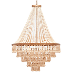 Многоярусная люстра украшенная круглыми деревянными бусами Wooden Beads Chandelier L варинант исполнения - 3 | Loft Concept в Липецке