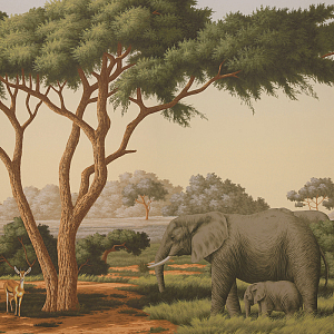 Обои ручная роспись African Savannah Amarelo on scenic paper