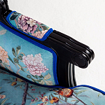 Кресло из натурального бука бирюзовое с изображением птиц и цветов Turquoise Chinoiserie Garden Armchair варинант исполнения - 4 | Loft Concept в Липецке