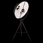 Торшер в виде прожектора с круглым тканевым абажуром на треноге черного цвета Radiance Éclat варинант исполнения - 3 | Loft Concept в Липецке