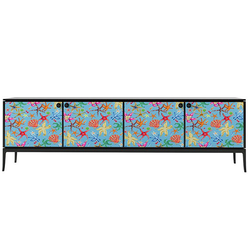 Stiletto Sideboard Blue nautical print Голубой Черный матовый в Липецке | Loft Concept 