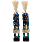 Комплект из 2-х деревянных статуэток Asmat Straw Headdress Statuettes Blue Tattoo варинант исполнения - 1 | Loft Concept в Липецке