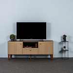 ТВ-тумба бежевая из массива бука с 2-мя дверками и ящиком Wenge Light варинант исполнения - 5 | Loft Concept в Липецке