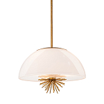 Подвесной светильник золотого цвета с полусферическим опаловым плафоном и декоративным элементом Elstead Lighting варинант исполнения - 1 | Loft Concept в Липецке