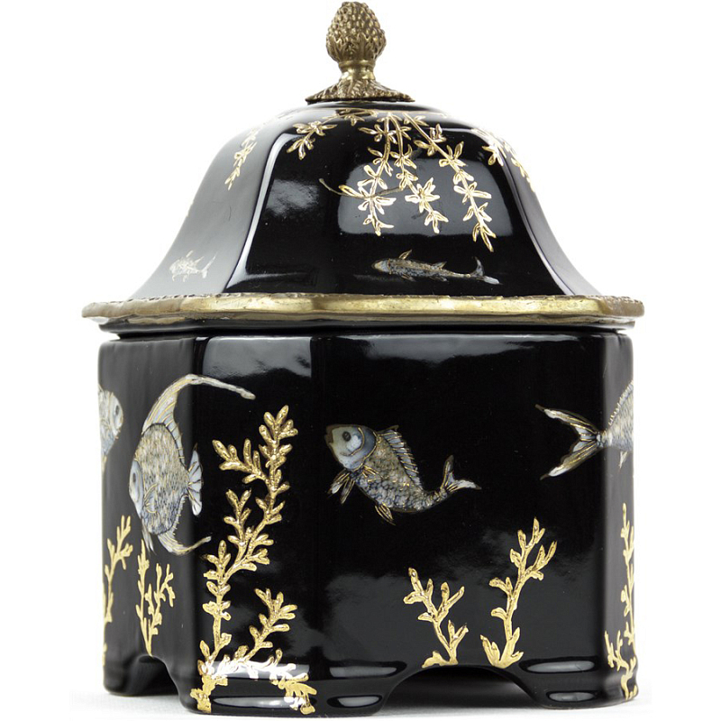 Шкатулка Box Fish Chinoiserie Черный Бронза Золотой Шкатулка Box Fish Chinoiserie Черный Бронза Золотой в Липецке | Loft Concept