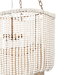 Трехъярусная люстра с подвесками из круглых деревянных бусин белая White Beads Three-tier Chandelier  варинант исполнения - 6 | Loft Concept в Липецке