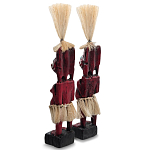 Комплект из 2-х деревянных статуэток Asmat Straw Headdress Statuettes Red Turquoise варинант исполнения - 2 | Loft Concept в Липецке