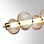 Подвесной светильник линейный с 7-ю рифлеными стеклянными шарами Marcelh Light варинант исполнения - 5 | Loft Concept в Липецке