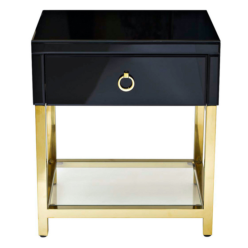 Тумба Black Gold Nightstand Глянцевый черный Глянцевое золото Прозрачный Тумба Black Gold Nightstand Глянцевый черный Глянцевое золото Прозрачный в Липецке | Loft Concept