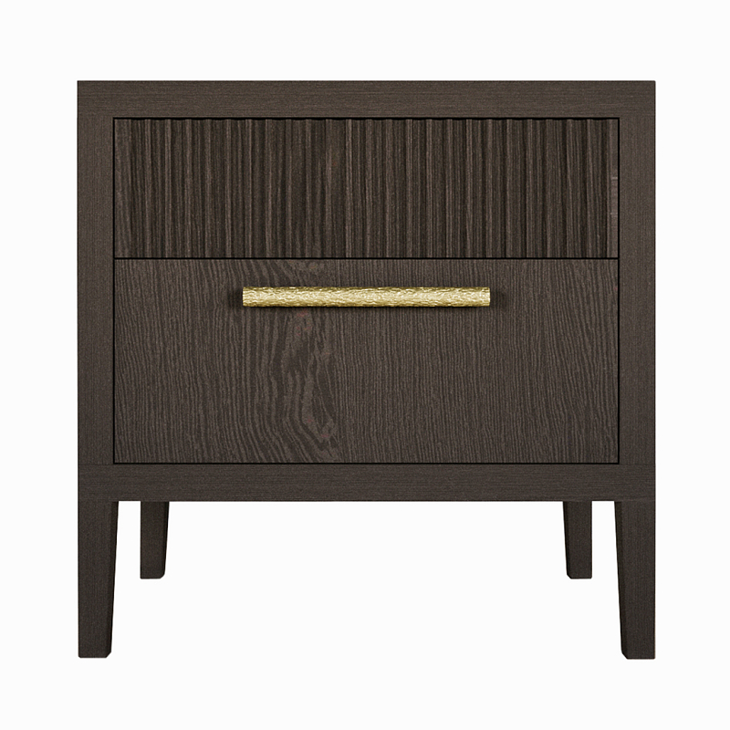 Прикроватная Тумбочка Primo с двумя ящиками Темный орех Орех Золотой в Липецке | Loft Concept 