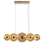 Люстра подвесная светодиодная со стеклянными плафонами янтарного цвета в форме дисков Savio Glass Disc варинант исполнения - 2 | Loft Concept в Липецке