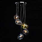 Люстра каскадная с 5-ю разноцветными стеклянными плафонами Kaleido варинант исполнения - 3 | Loft Concept в Липецке