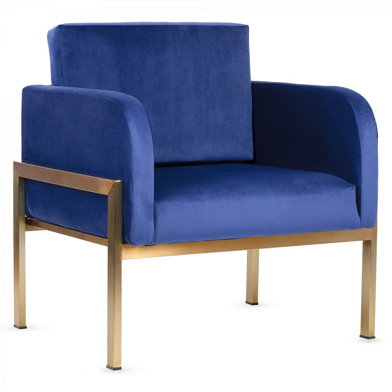 Кресло Velvet Ardmore Chair blue Синий Латунь Кресло Velvet Ardmore Chair blue Синий Латунь в Липецке | Loft Concept