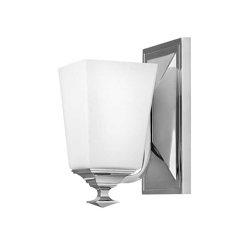 Бра с белым матовым плафоном на прямоугольном основании цвета хром Hinkley Хром Белый в Липецке | Loft Concept 