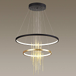 Люстра подвесная с 2-мя круглыми подвесами в черном и золотистом цвете и вертикальными подвесками Ring Horizontal варинант исполнения - 4 | Loft Concept в Липецке