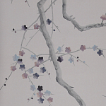 Обои ручная роспись Plum Blossom Special Colourway on Lilac Hint dyed silk варинант исполнения - 2 | Loft Concept в Липецке