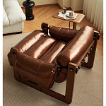 Кресло-диван кожаное на деревянном каркасе Medieval Furniture варинант исполнения - 1 | Loft Concept в Липецке