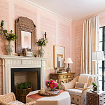 Обои ручная роспись Jharokha Arches Original colourway on pink painted Xuan paper варинант исполнения - 3 | Loft Concept в Липецке