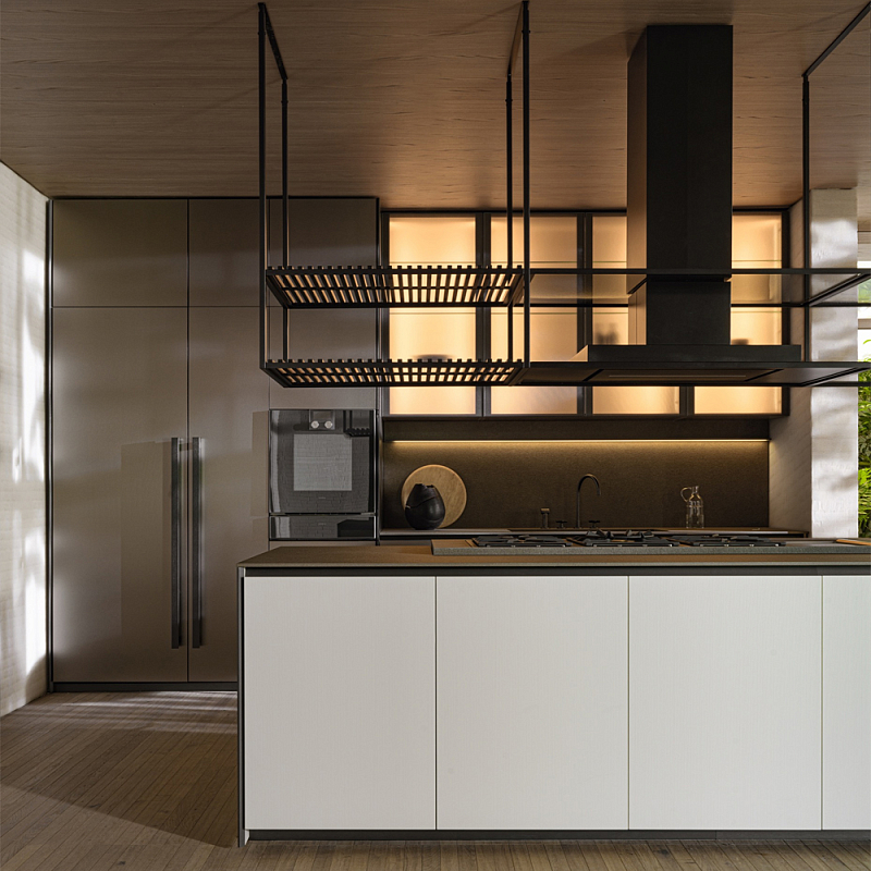 Кухонный гарнитур с длинным островом PRIME Dada Engenereed Kitchen Коричневый Серый Белый Кухонный гарнитур с длинным островом PRIME Dada Engenereed Kitchen Коричневый Серый Белый в Липецке | Loft Concept