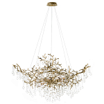 Подвесная люстра в виде ветвей деревьев золотого цвета с прозрачными подвесками-каплями 10 и 14 ламп Droplet Chandelier варинант исполнения - 1 | Loft Concept в Липецке